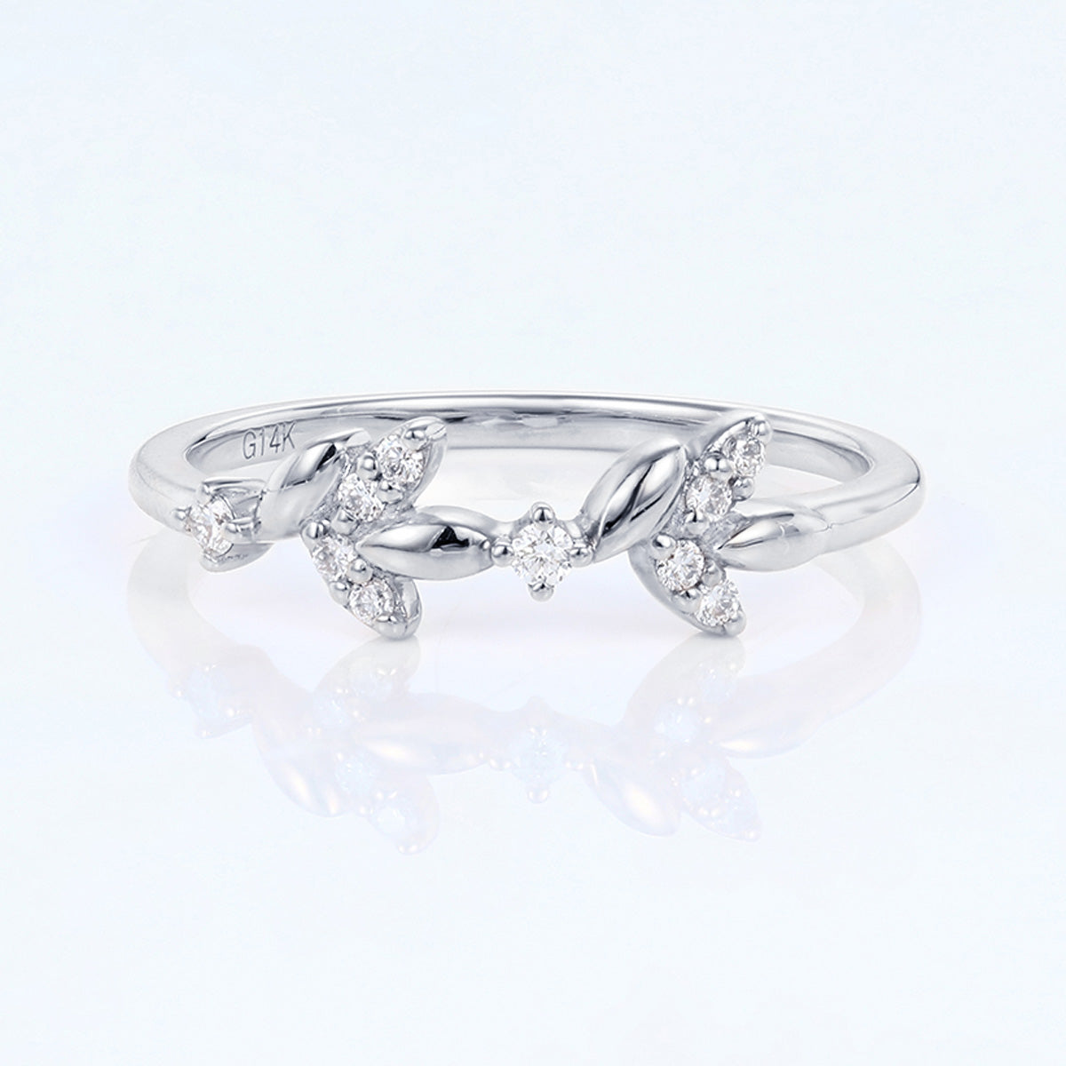 Nature Inspired moissanite | Diamonds Leaf branch stacking Gold wedding ring