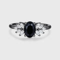 1.0Carat Oval cut Black Onyx Cluster Engagement ring