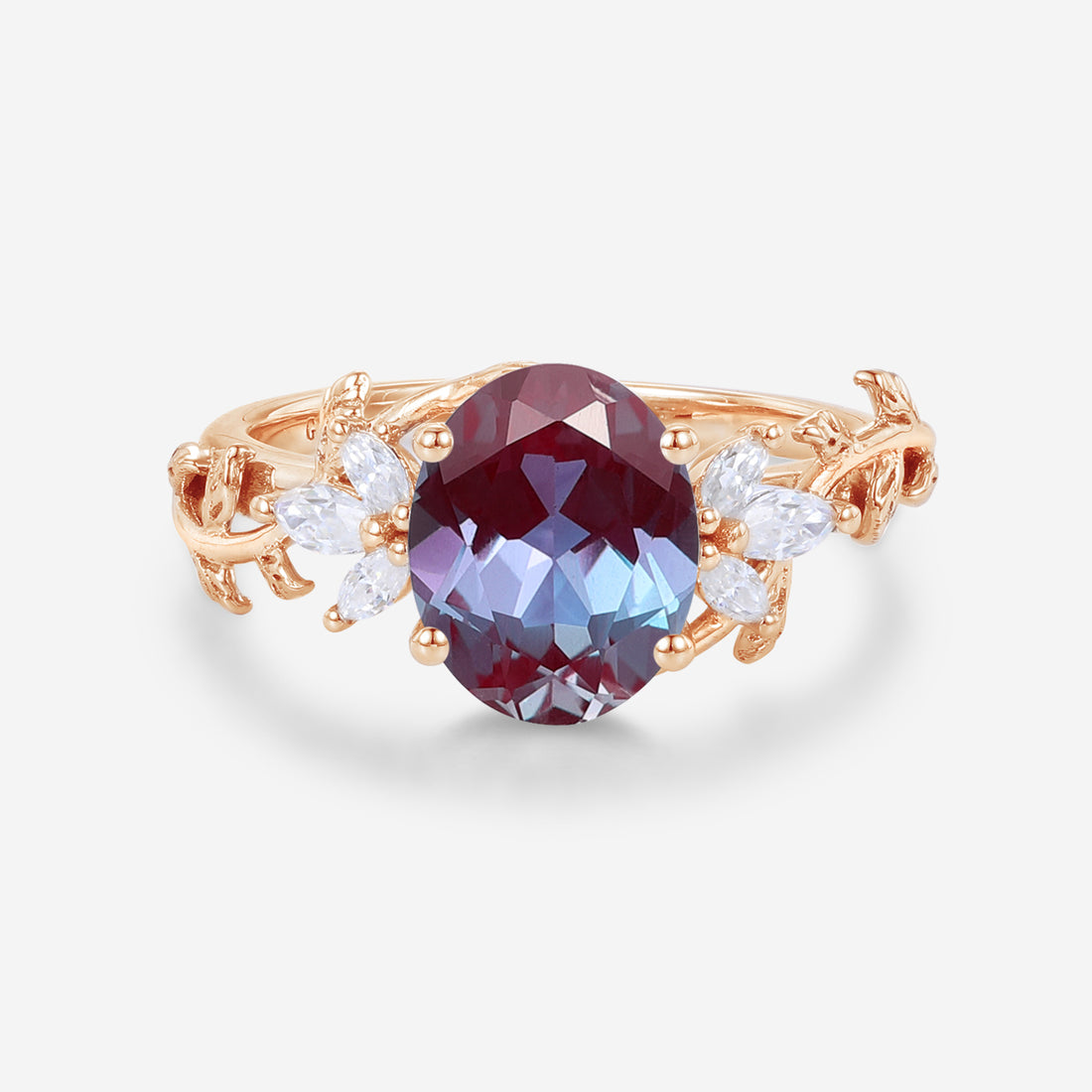 Oval cut Lab Alexandrite Engagement ring