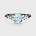 1.0Carat Oval cut Moonstone Cluster Engagement Ring