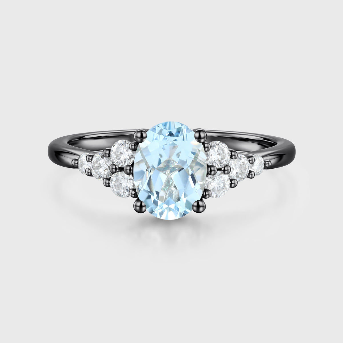 1.0Carat Oval cut Moonstone Cluster Engagement Ring
