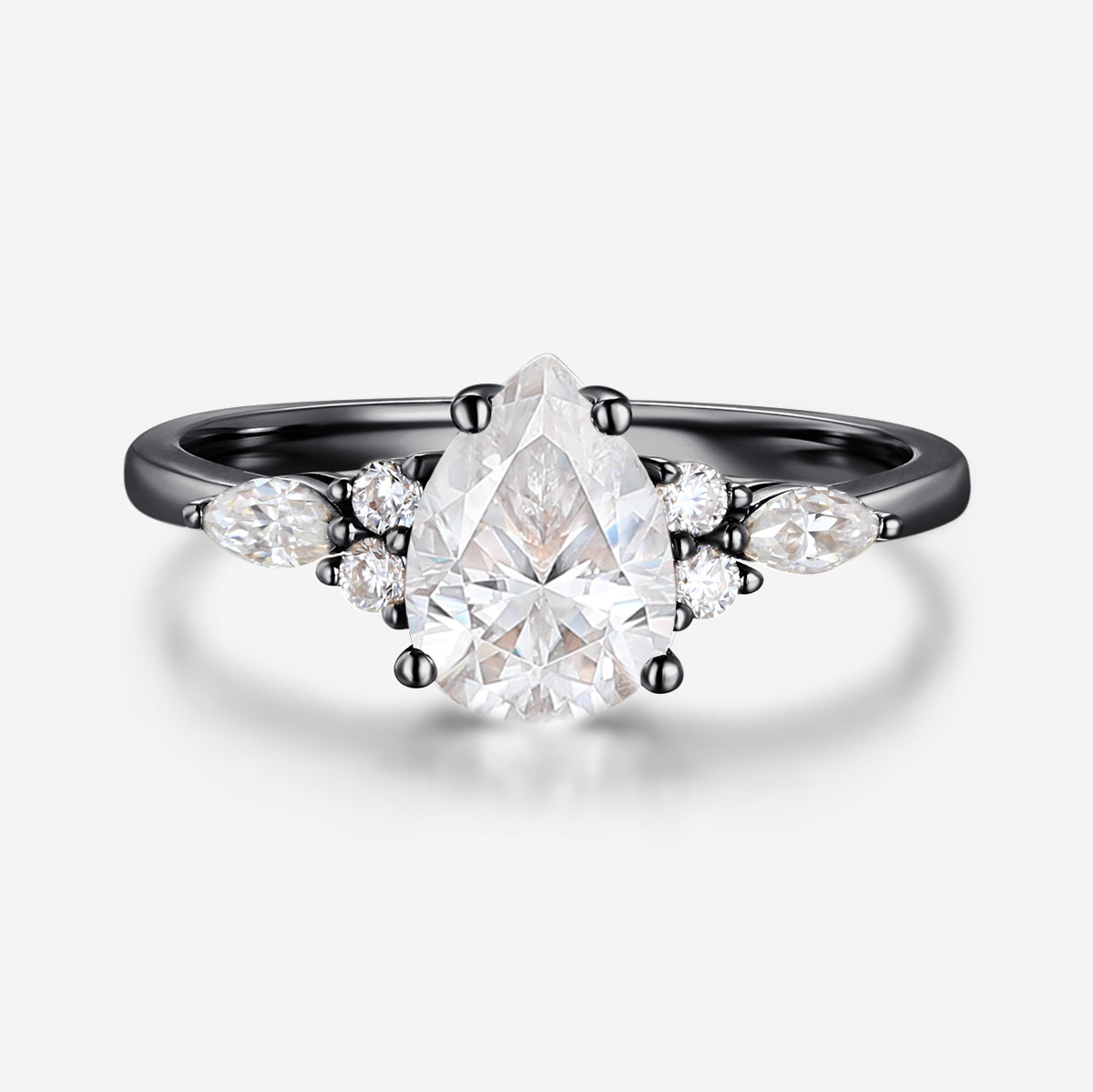 1.25 Carat Pear cut Moissanite Cluster Engagement ring