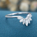 Marquise cut Moissanite Curved Wedding Band