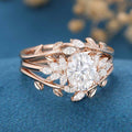 1.5Carat Oval Moissanite Cluster Engagement Bridal Set