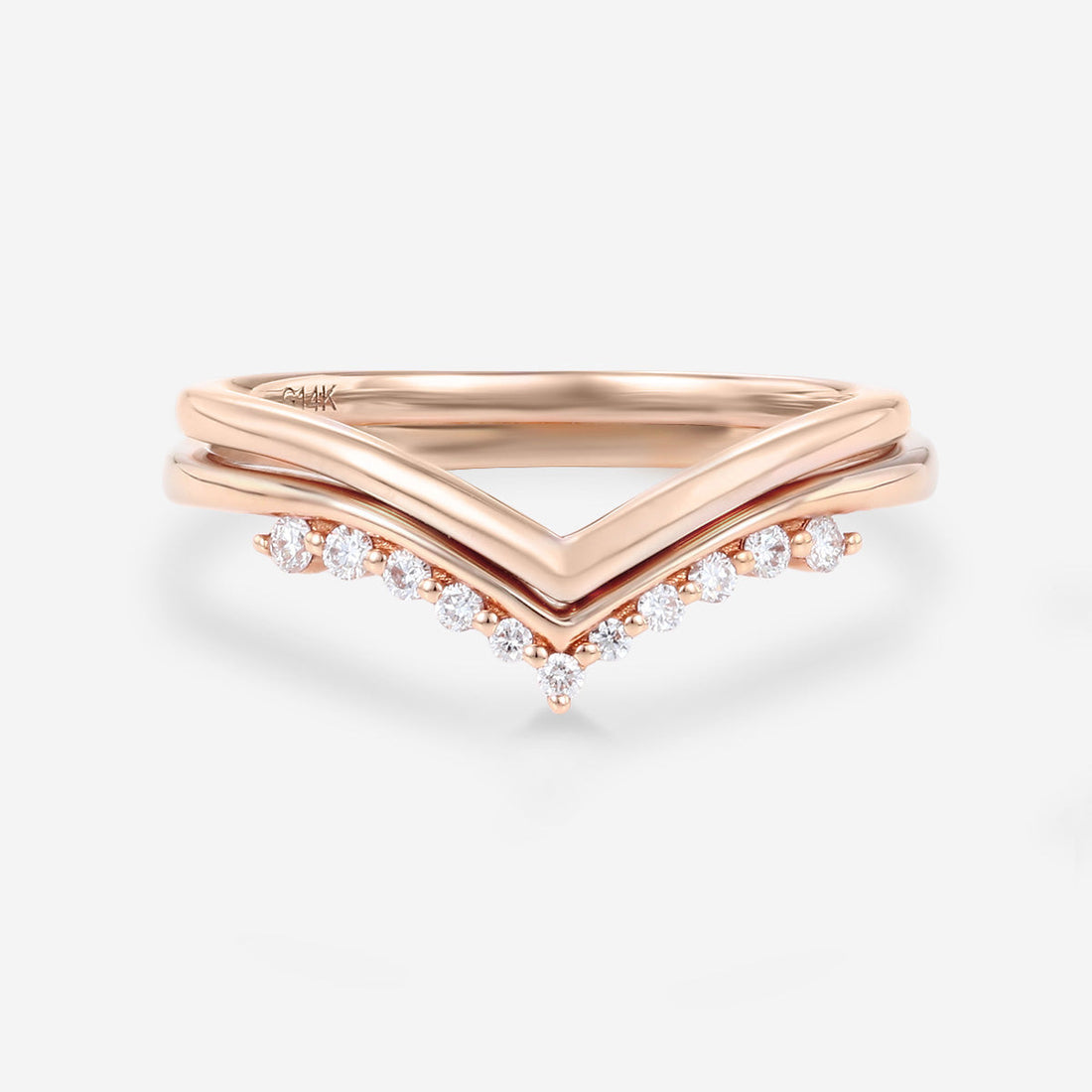 Double Diamond Curve Wedding Band Matching Engagement ring