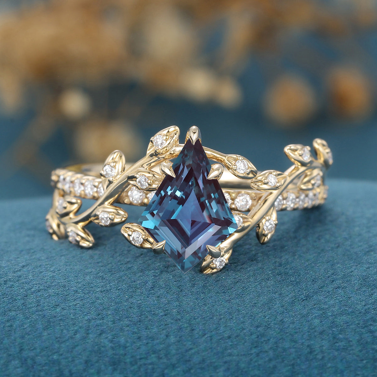 Kite Cut Alexandrite Engagement Ring