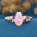 1.1Carat Coffin cut Lab Pink Opal Engagement Ring