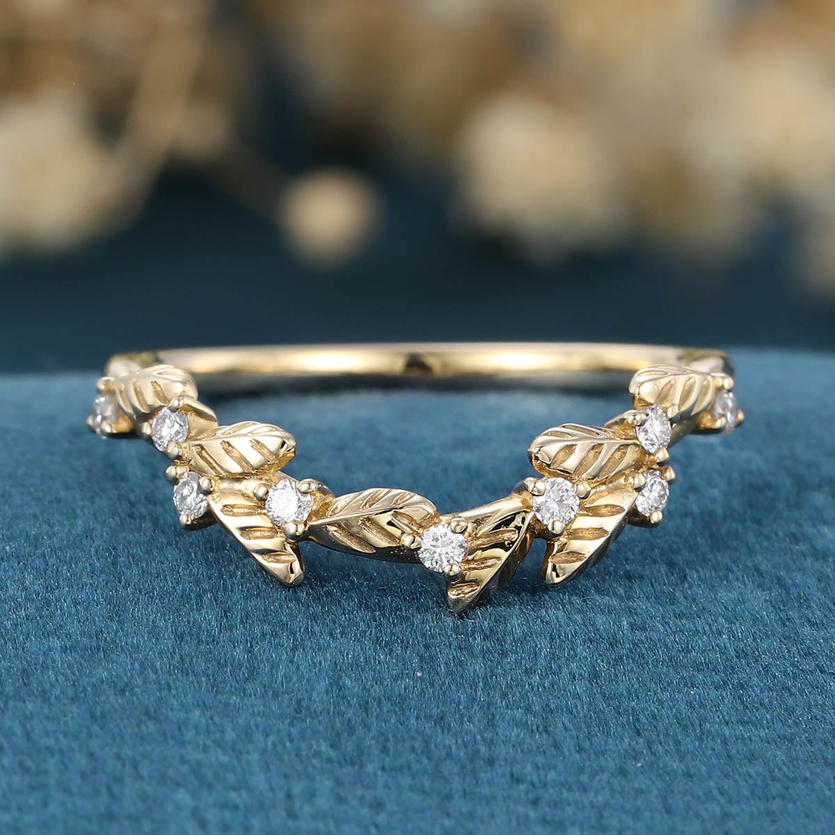 Copy of Nature Inspired Oval cut Moissanite Leaf Gold ring set