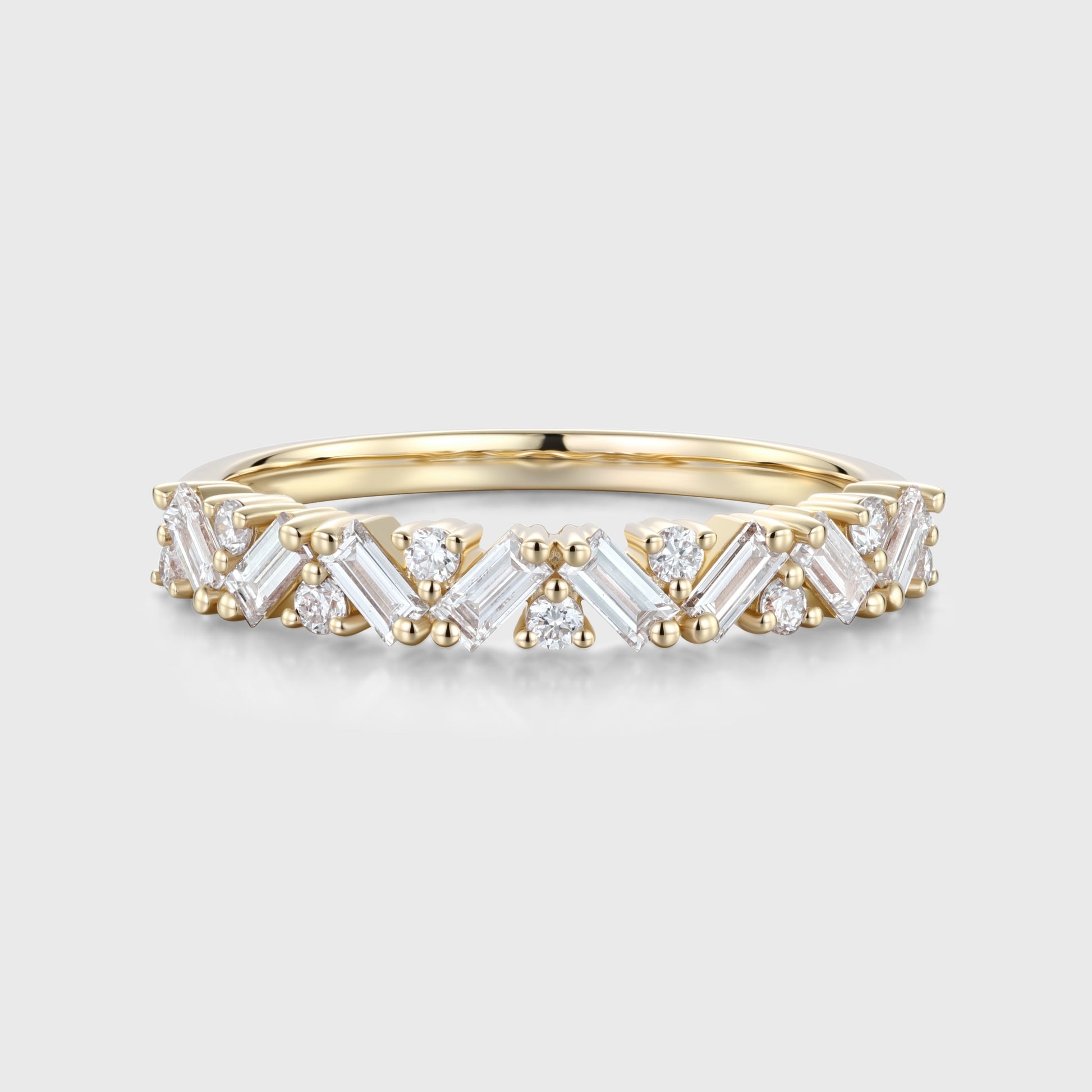 Half Eternity Baguette cut Moissanite | Diamonds Stacking Wedding Band