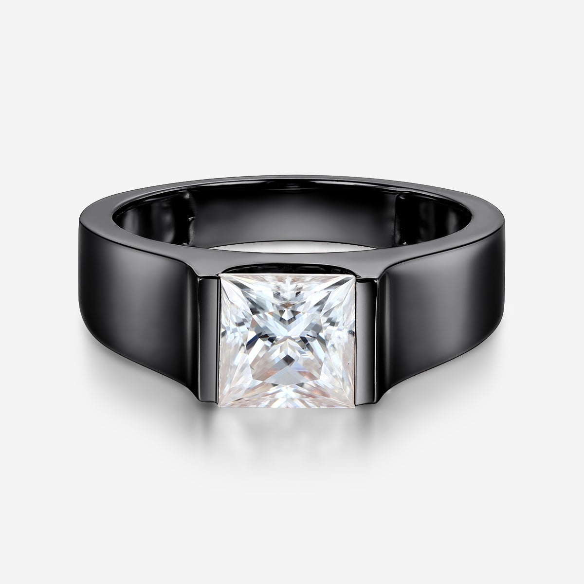 2.0Carat Princess Cut Moissanite Statement Ring • Mens Wedding Band
