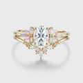 Oval Cut Moissanite+Opal Rose Gold Wedding Bridal set