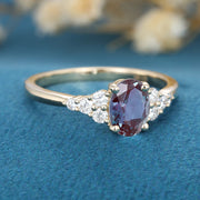 Oval cut Alexandrite | Diamond Engagement ring 