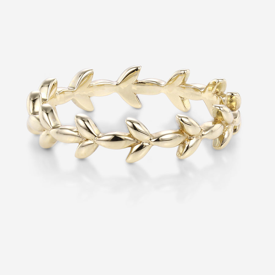 Nature Inspired Leaf branch stacking Gold wedding ring