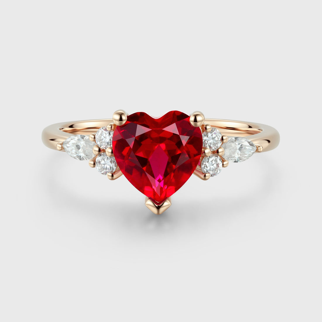 Heart cut Lab Ruby Engagement ring