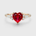 Heart cut Lab Ruby Engagement ring