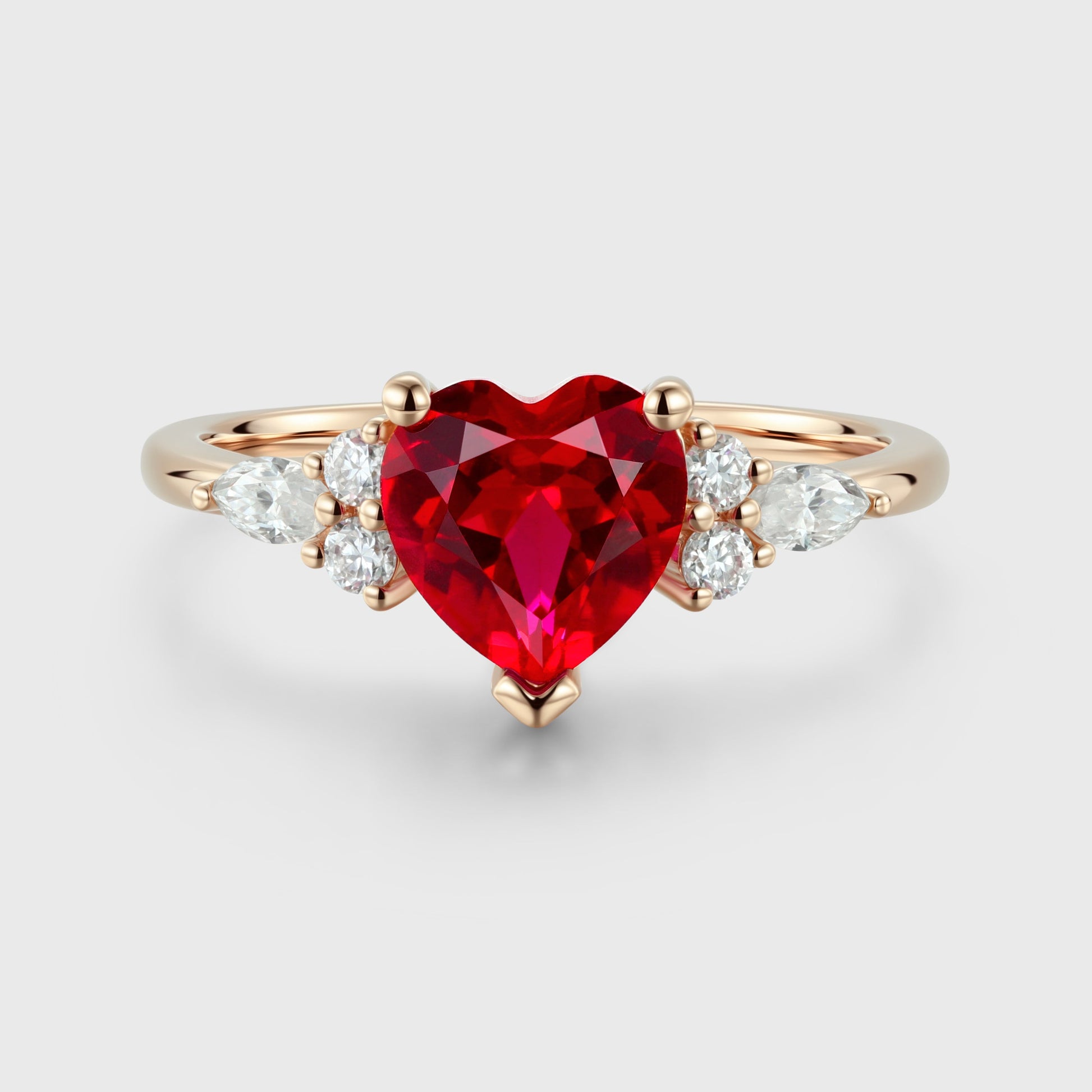 Heart cut Lab Ruby Engagement ring