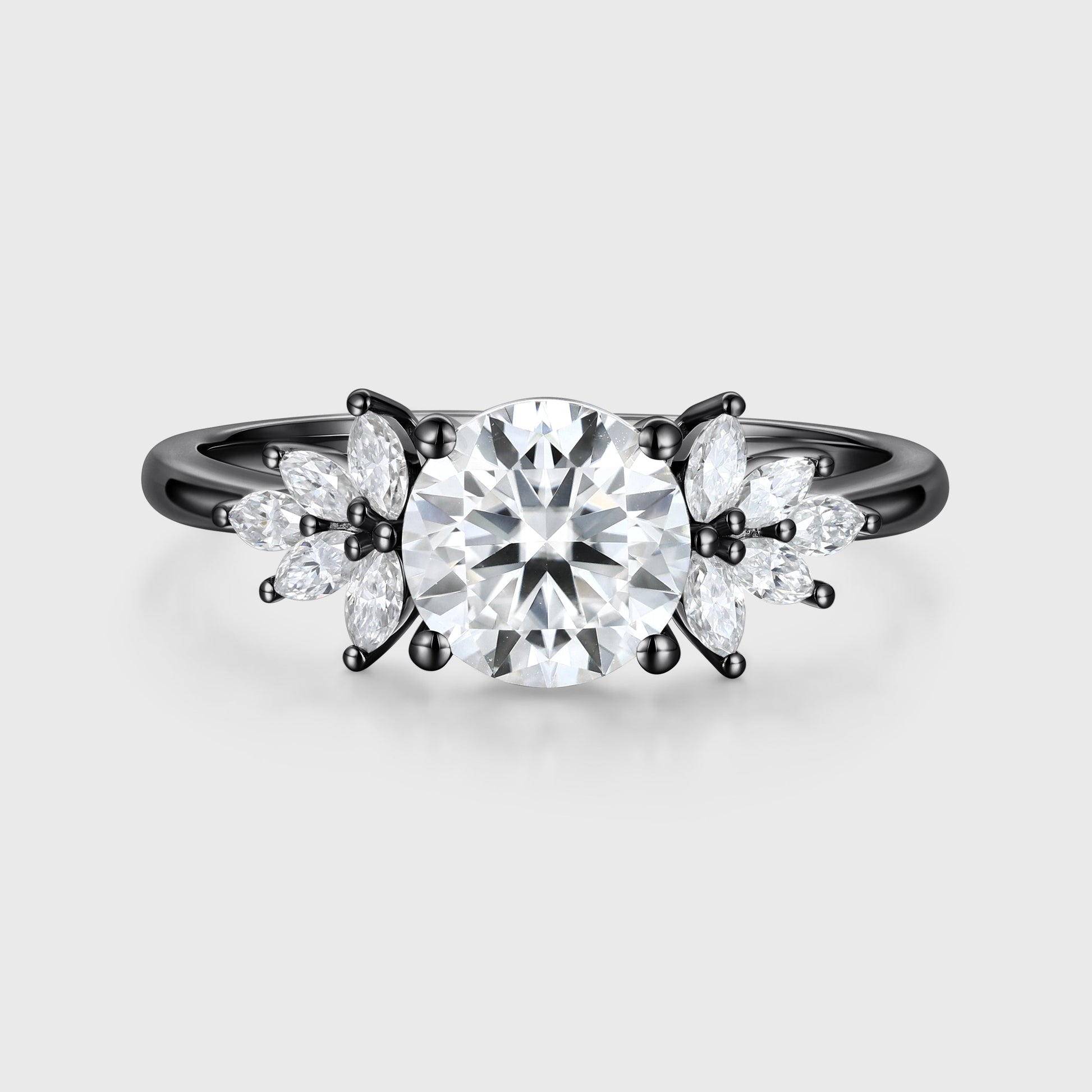 1.0CT Round cut Lab Grown Diamond Cluster Engagement Ring