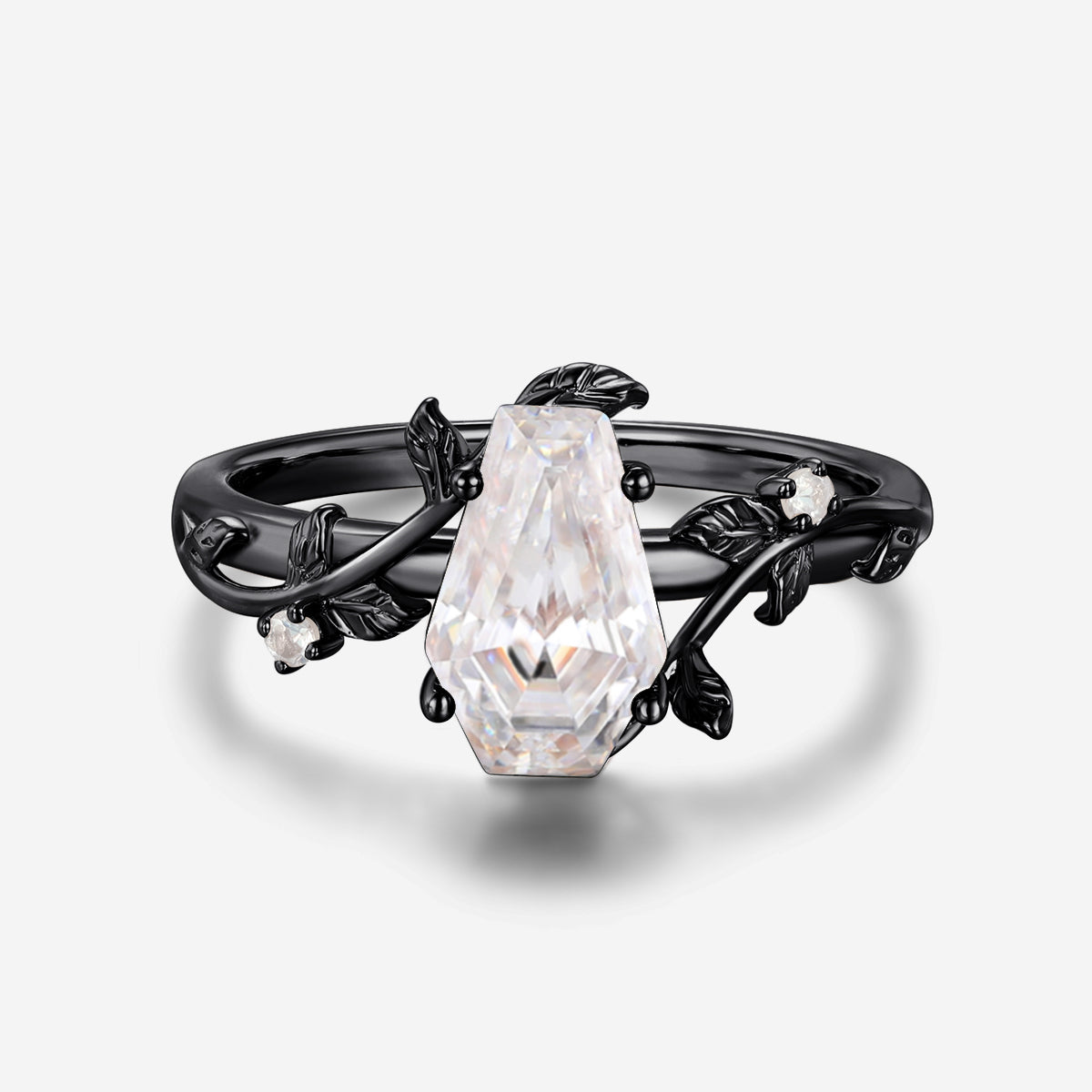 Natural Inspired Coffin Cut Moissanite Engagement Ring