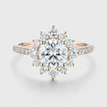 Round Moissanite Halo | Flower Half Eternity Engagement ring