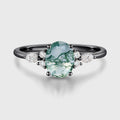 Oval cut Moss Agate | Diamonds Engagement ring