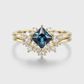 Princess cut Lab Alexandrite | Diamond Engagement Ring Bridal Set