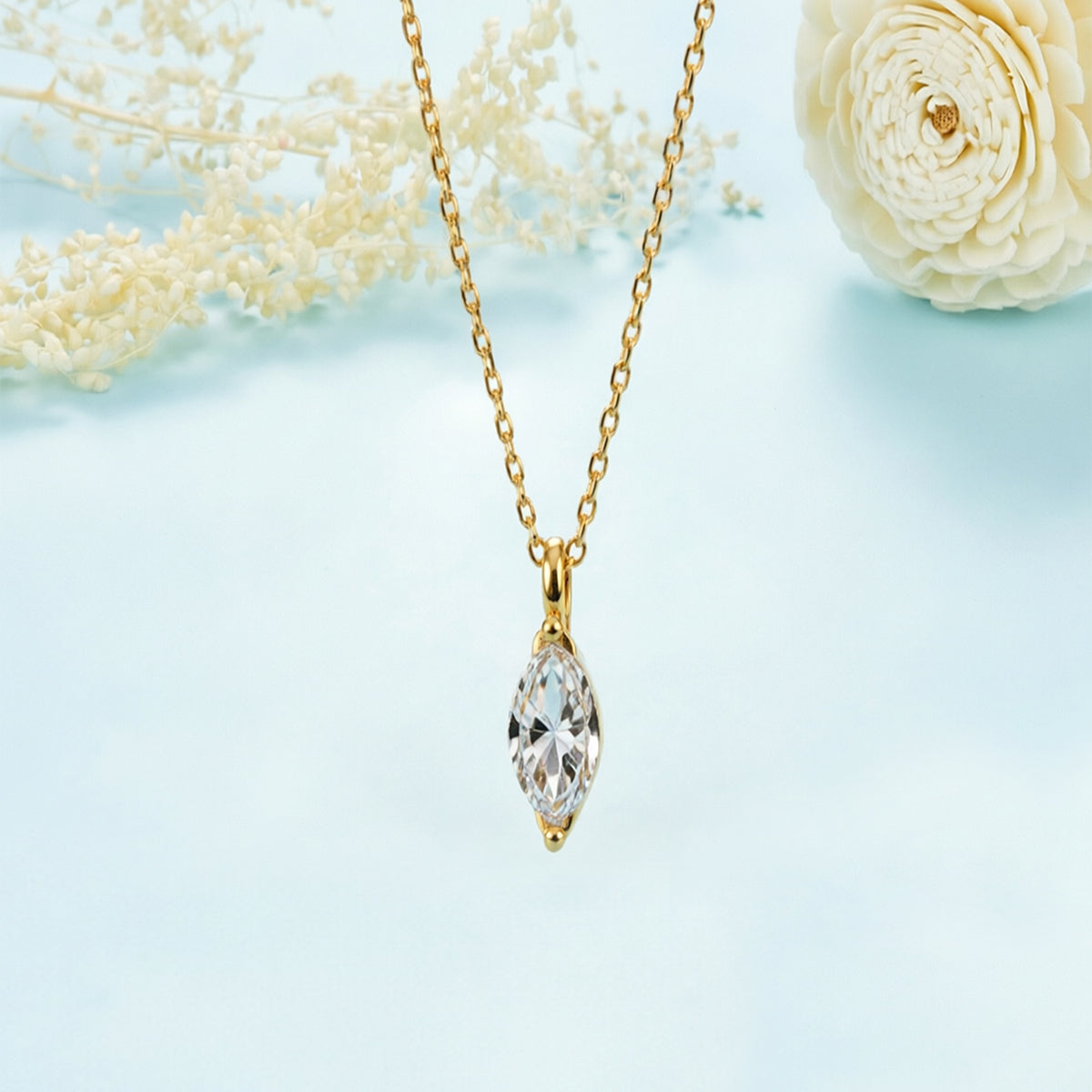 1.0 Carat Marquise Cut Lab-grown Diamonds Pendant Necklace