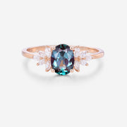 Oval cut Alexandrite Cluster Engagement ring