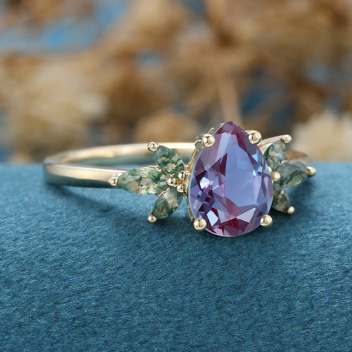 Pear cut Alexandrite Engagement ring 