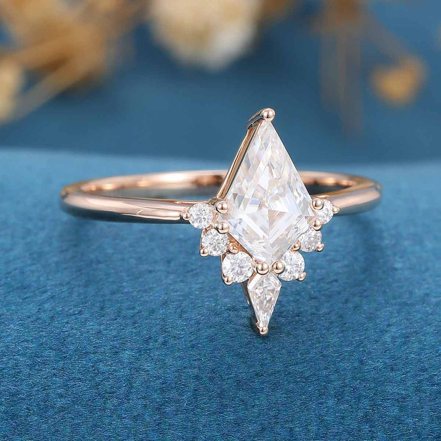 Kite Cut Moissanite Engagement Ring