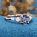 Round Cut Alexandrite Engagement Ring 