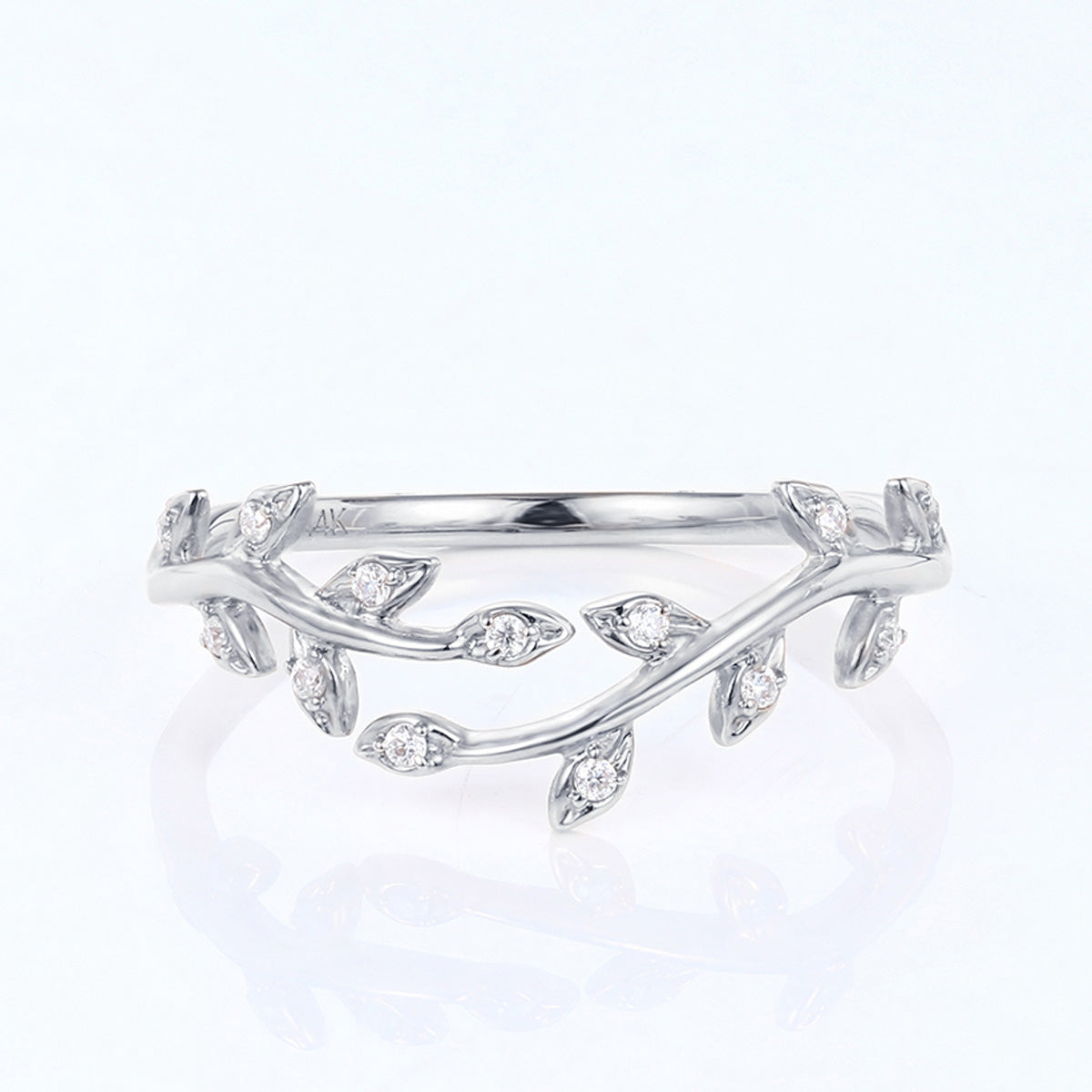 Nature Inspired moissanite | Diamonds Leaf branch stacking Gold wedding ring