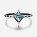 Kite Cut Moss Agate Yellow Gold Engagement Ring