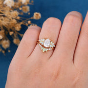 Copy of Pear cut Moissanite Cluster Engagement ring Bridal Set