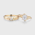 Nature Inspired Moissanite Couple Rings | D Color VVS1 | Rose Gold Leaf Wedding Bridal Set