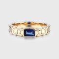 Unique Emerald cut Lab Sapphire Mens Wedding Band Promise Rings For Men