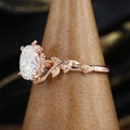 Nature Inspired Oval cut Moissanite Leaf Gold Engagement Ring
