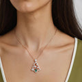 Christmas Tree Lab Emerald Pendant Necklace with Moissanite Halo Accents