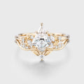 Kite cut Moissanite Leaf Vine Split Shank Bridal Set