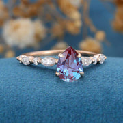 Pear cut Alexandrite | Diamond Engagement ring 