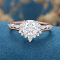 Cushion cut 1.25 Carat Moissanite Halo  Engagement Ring Bridal Set