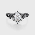 1.0CT~5.0ct  Pear cut Lab grown Diamond Twisted Shank Leaf Engagement Ring