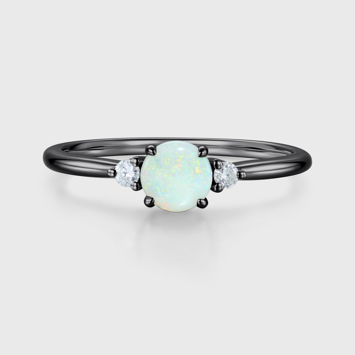 Round cut Opal | Aquamarine Engagement ring