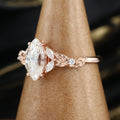 Nature Inspired Marquise cut Moissanite Leaf Gold Engagement Ring