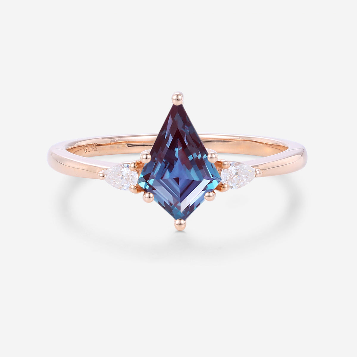 Kite Cut Alexandrite Engagement Ring