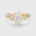 Nature Inspired Marquise cut Moissanite Leaf Gold Engagement Ring