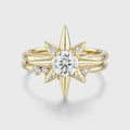 Round Cut Moissanite North star Engagement Ring set