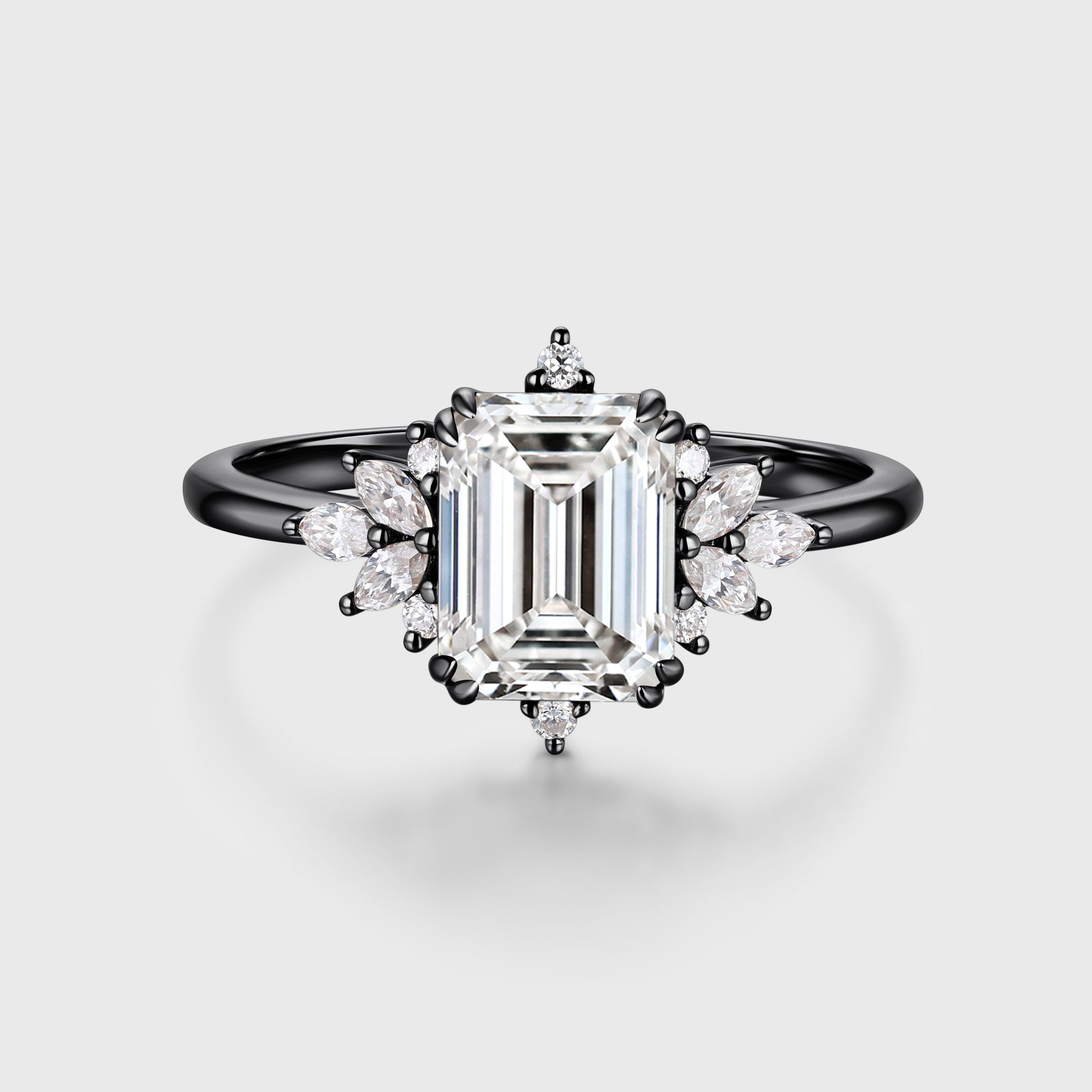 2.0CT Emerald cut Lab grown Diamond Halo Engagement Ring