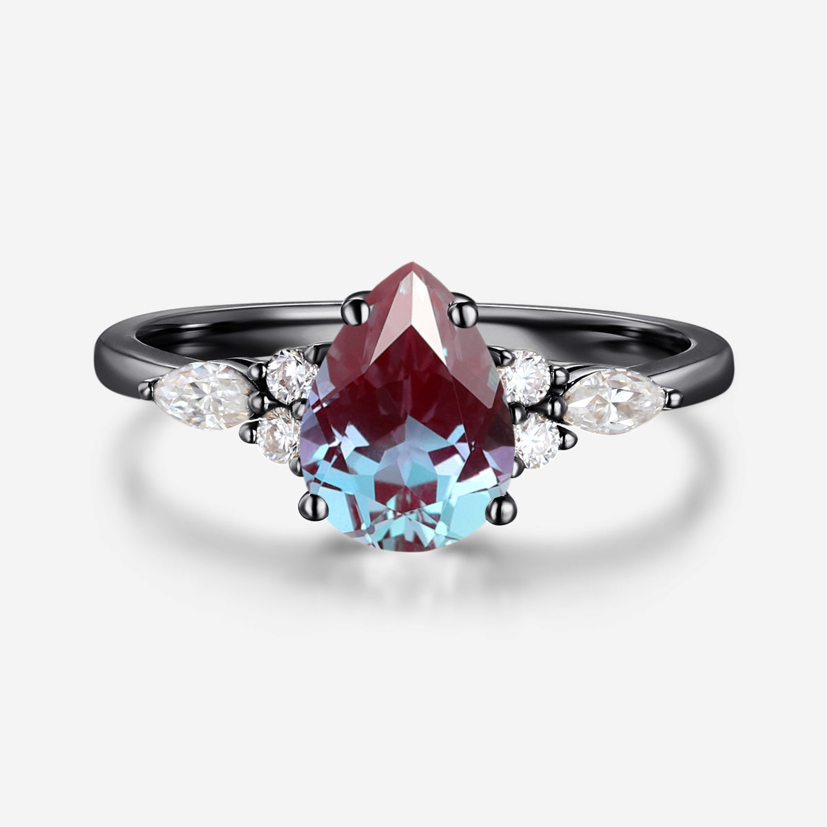 Pear cut Lab Alexandrite Engagement ring for Women