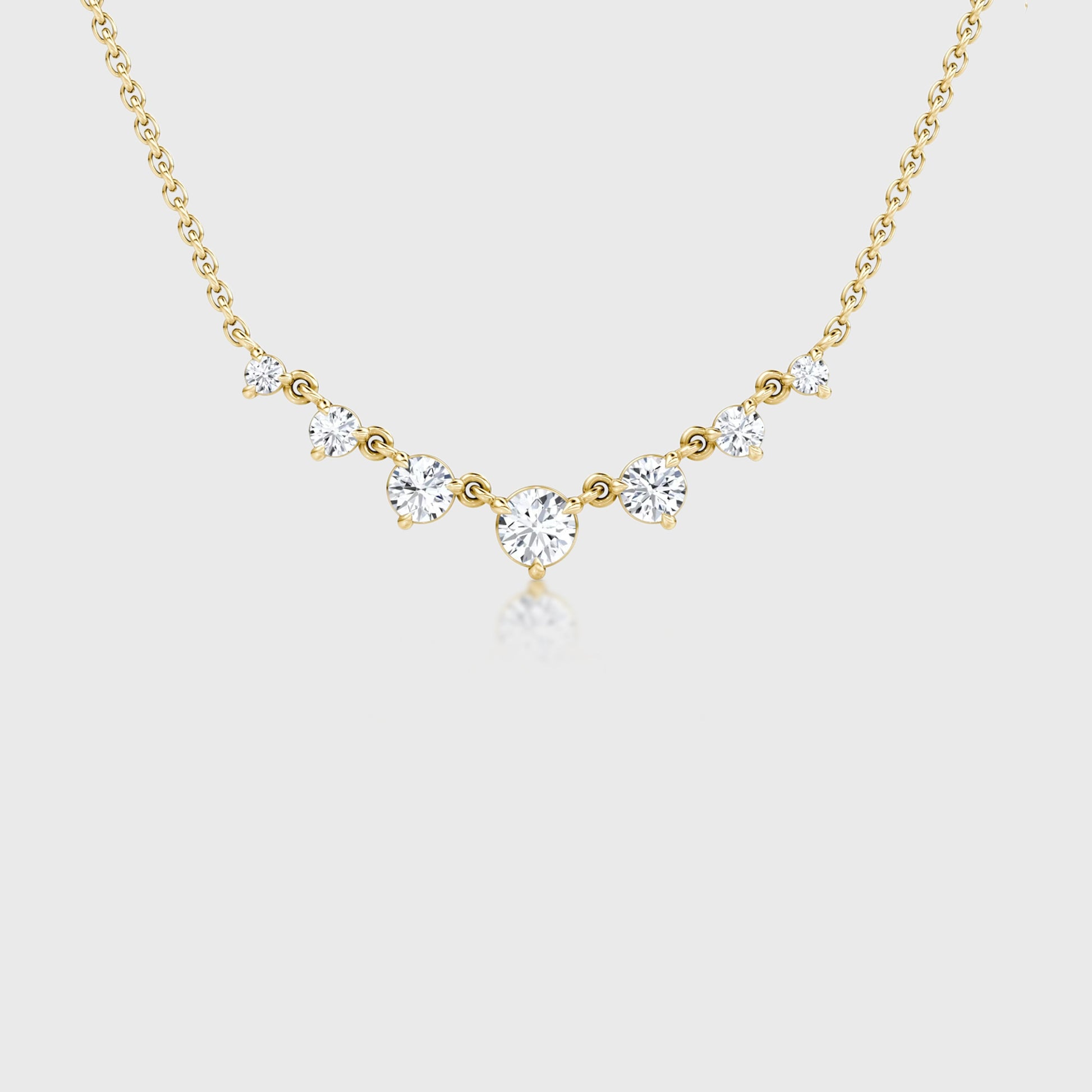 Seven graduated Lab grown Diamonds Pendant Necklace