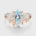 Marquise cut Aquamarine Cluste Engagement ring Bridal Set